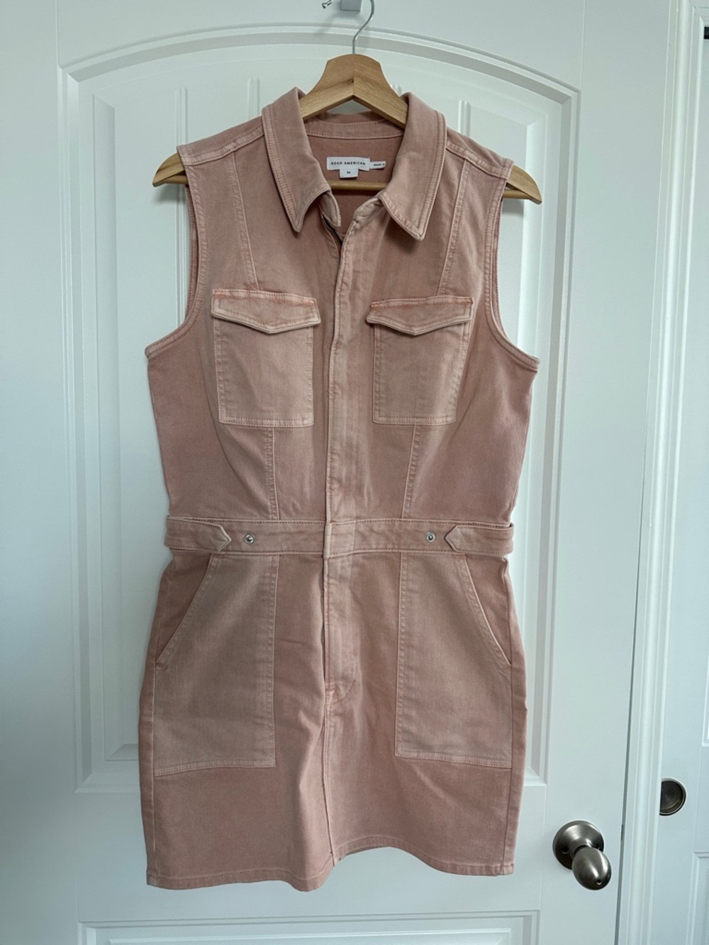 Good American Sleeveless Denim Dress - Dusty Rose